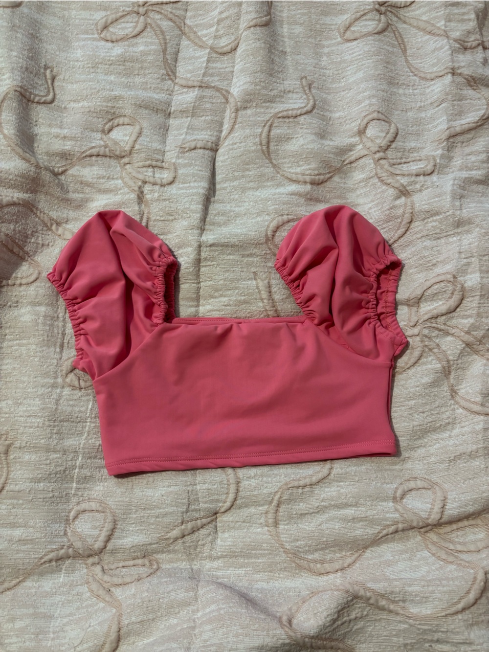 Ruched Puff Sleeve Crop Top - Pink Tiger Friday